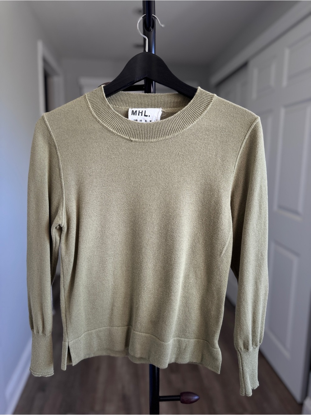MHL. Women's Classic Crewneck Sweater in Olive